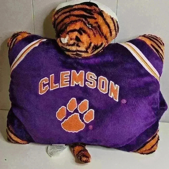 Clemson Tiger Pillow Pet Purple Orange 18" - Picture 5 of 7